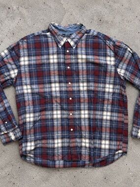 Tommy Jeans Plaid Button Down Shirt XXL Red Navy White Cotton